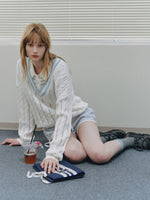 College Contrast V-Neck Knit Sweater