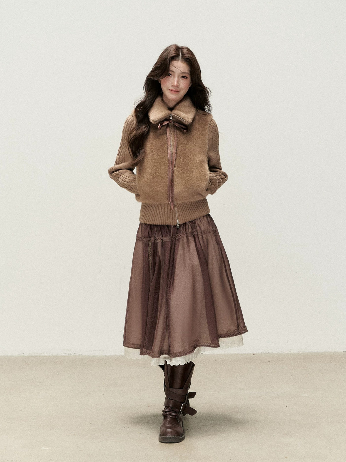 Oversized Collar Faux Fur Jacket