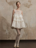 Beige Lace Halter Dress