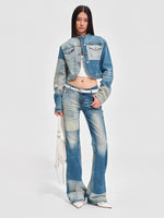 Equestrian Colorblock Straight Jeans