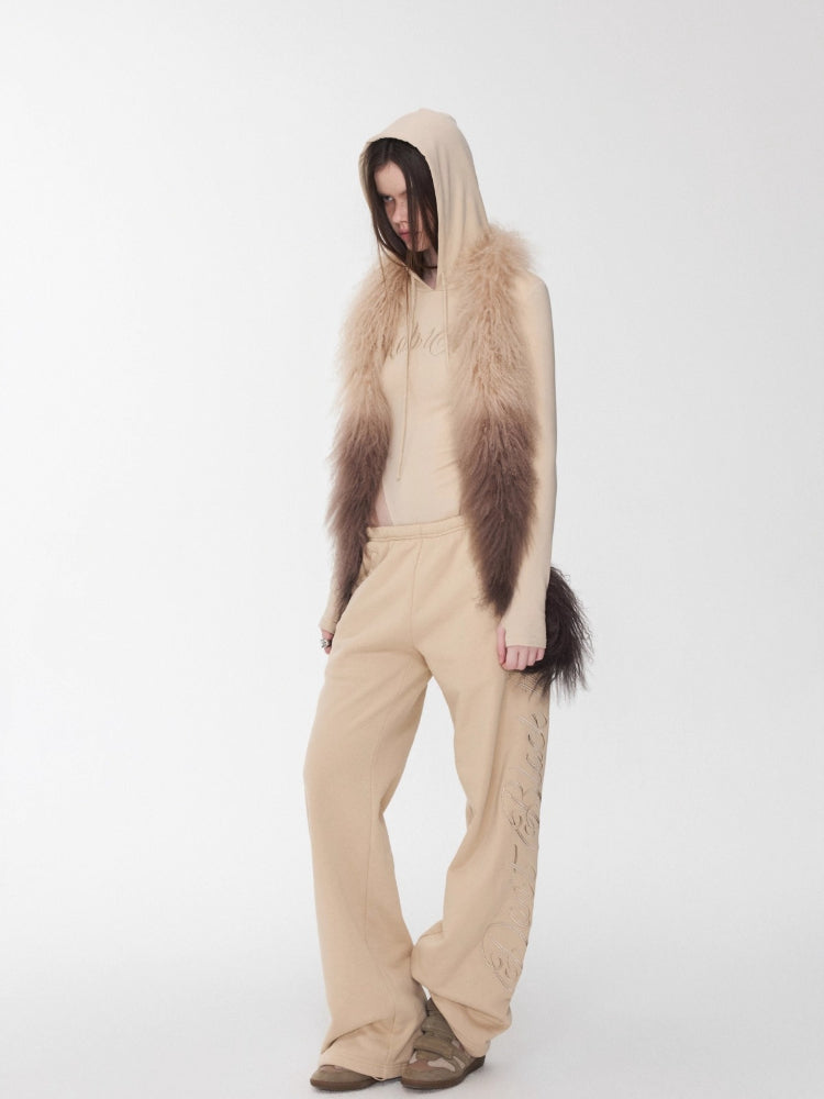 Letter Embroidery Hooded Bodysuit