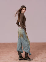 Ribbed Button Waist Knit T-shirt