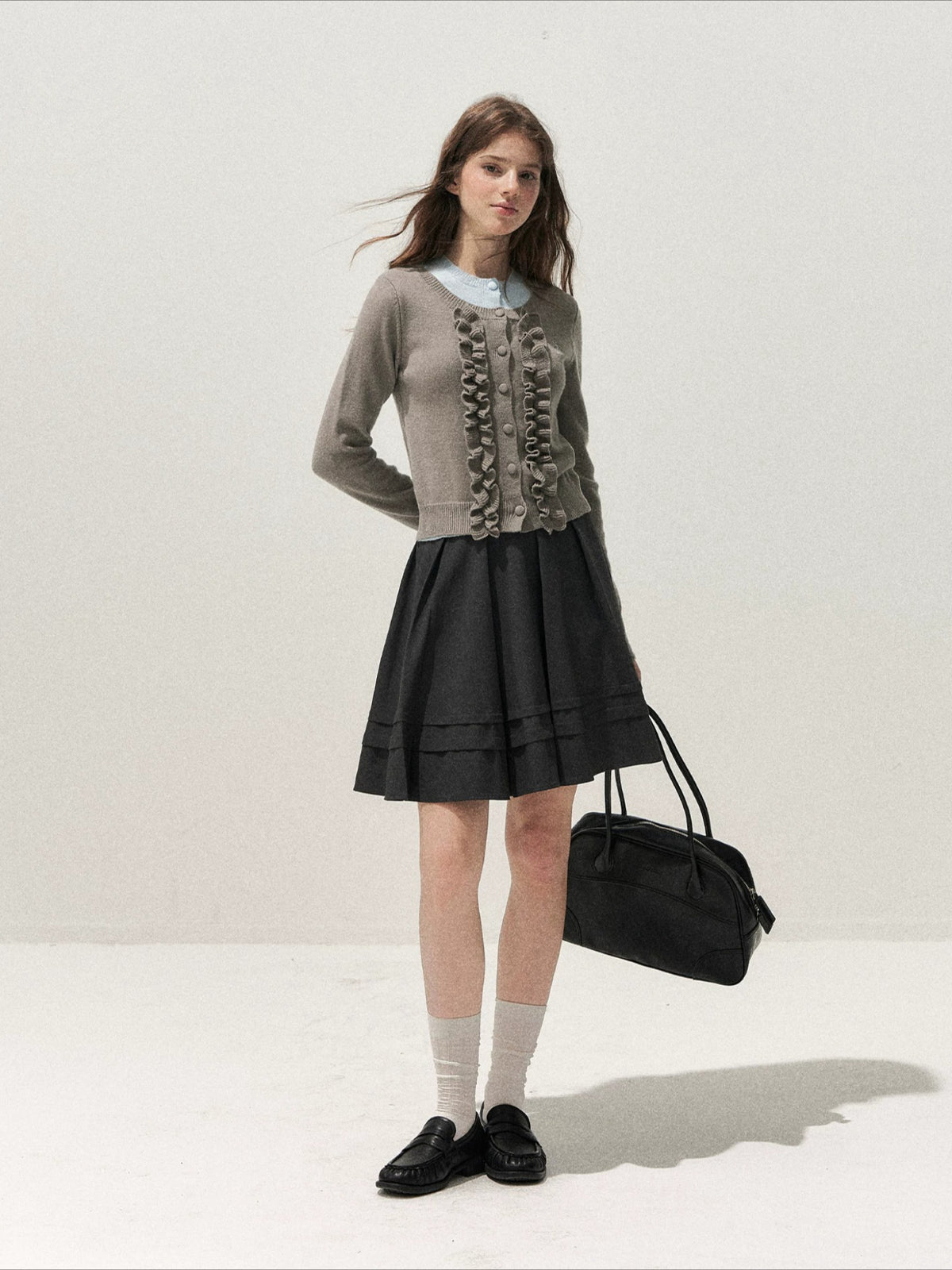 Ruffle Trim Vintage Knit Sweater