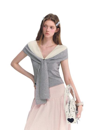 Contrast Off Shoulder Tee