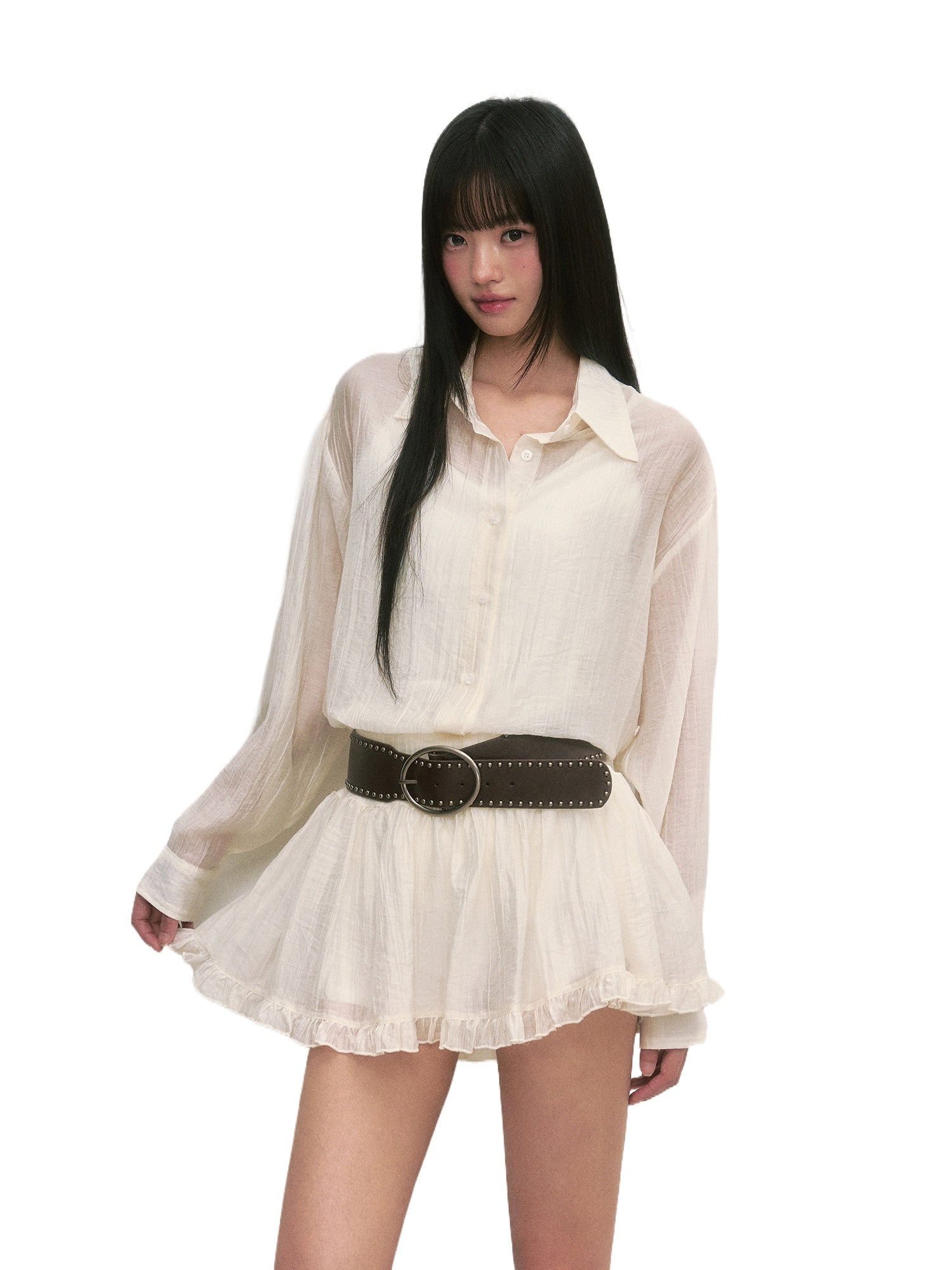 White Relaxed Shirt &amp; Skirt Set
