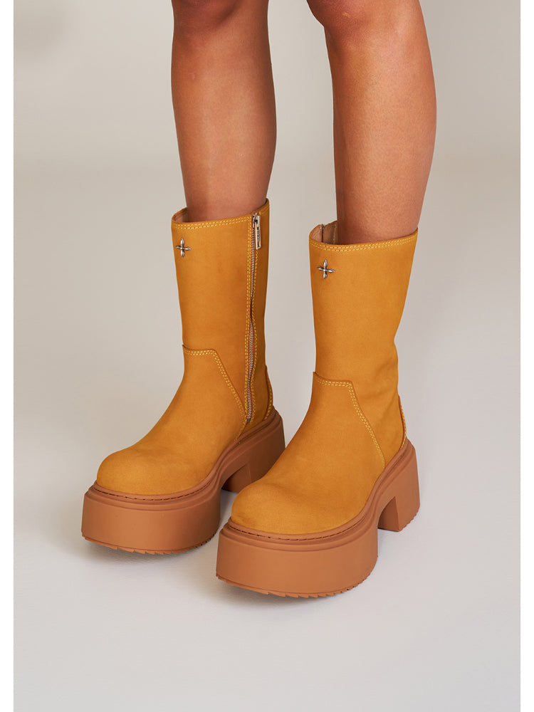 Compass Mode Leather Riding Boots Snow Mountain