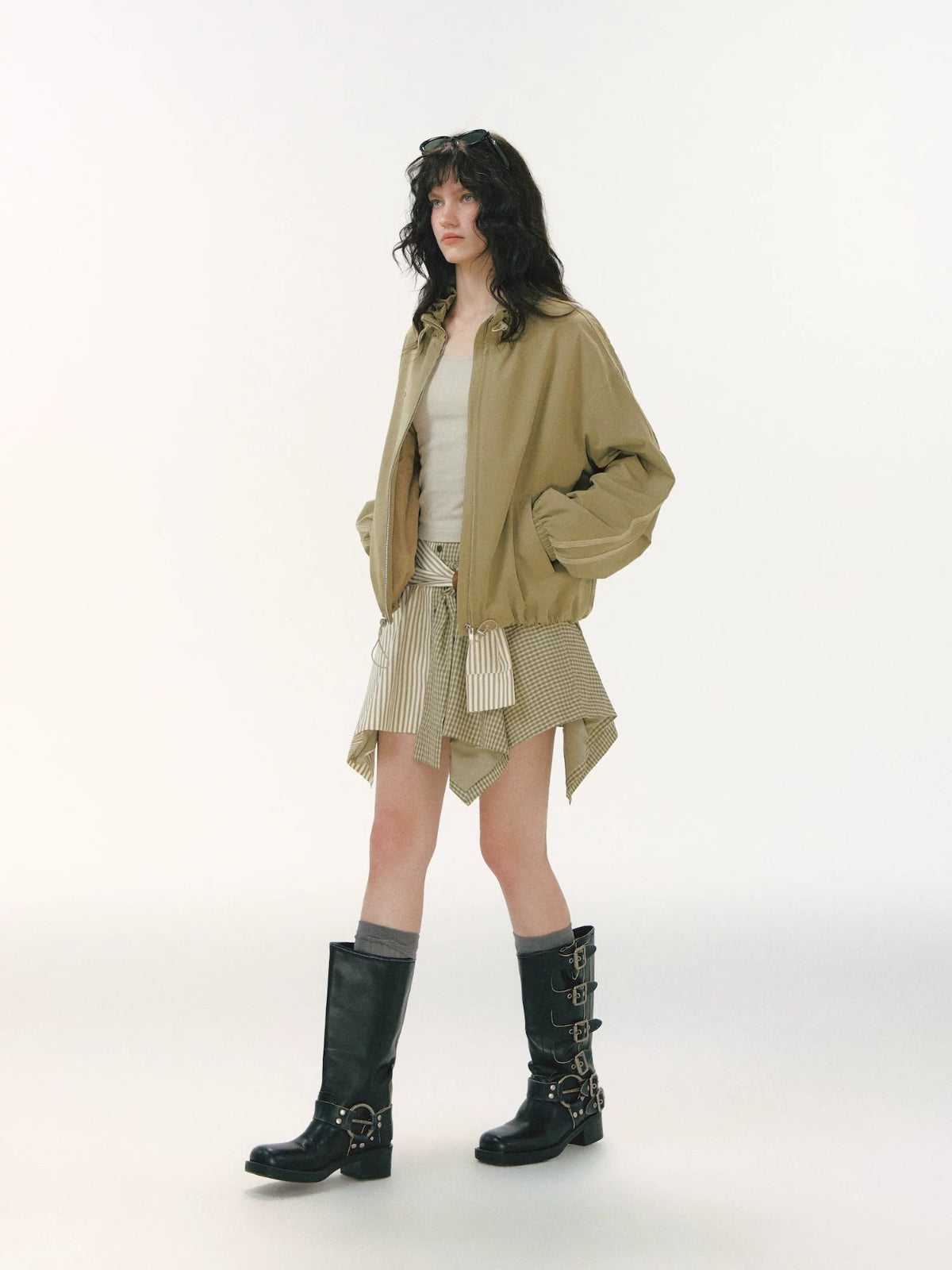 Ribbon Ruffle Drawstring Jacket