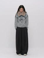Gray Fair Isle Knit Cardigan