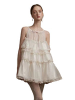 Beige Lace Halter Dress