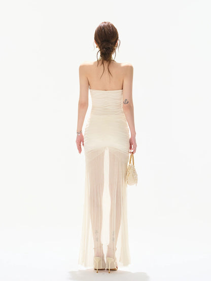 Draped Halter Midi Dress