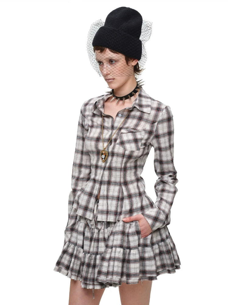 Plaid Shirt &amp; Skort Set