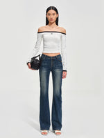 +5CM N5 Wave Washed Straight Jeans