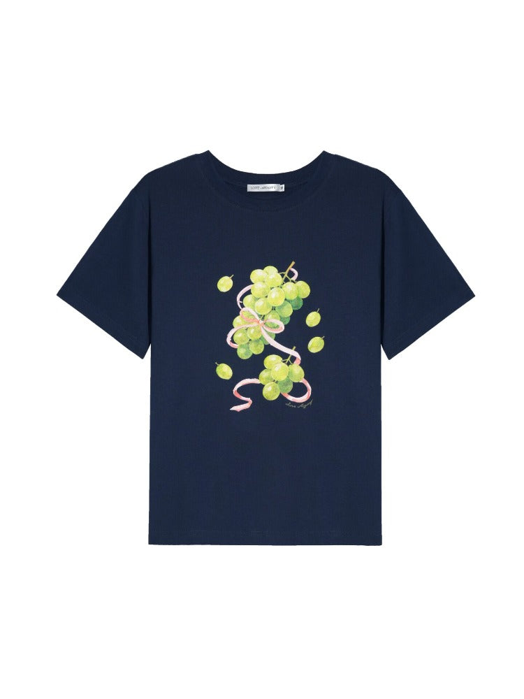 Grape Print Crewneck T-Shirt