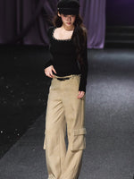 Belted Utility Wide-Leg Trousers