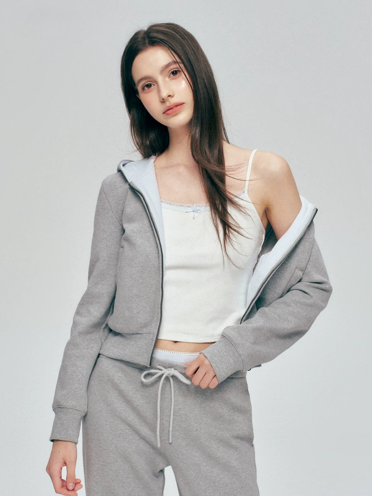 Contrast Hoodie Set