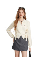 Ribbon Zip Collar Knit Cardigan