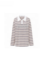 Contrast Stripe Polo Long Sleeve Shirt