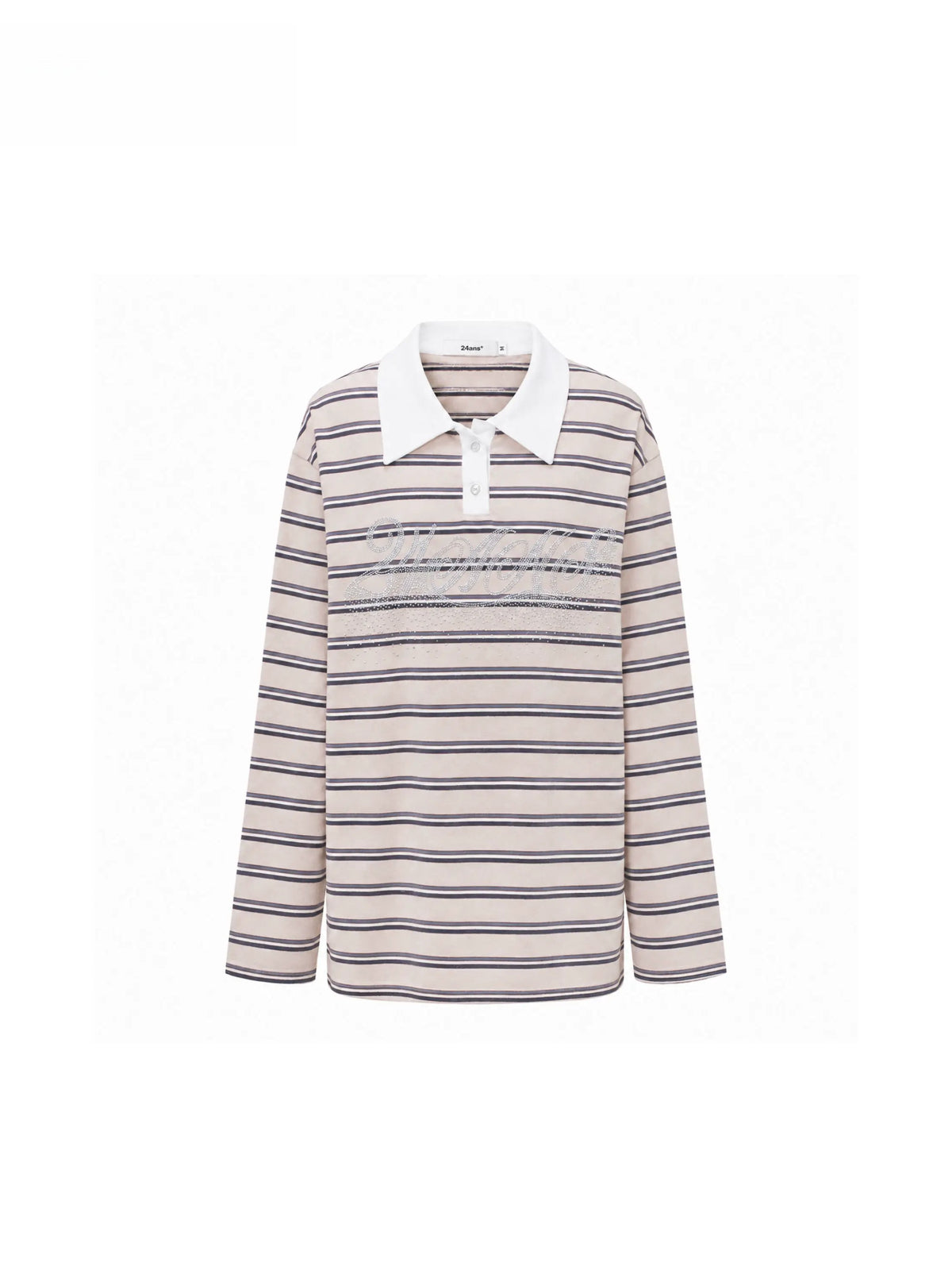 Contrast Stripe Polo Long Sleeve Shirt