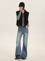 Faux Fur Knit Trim Vest