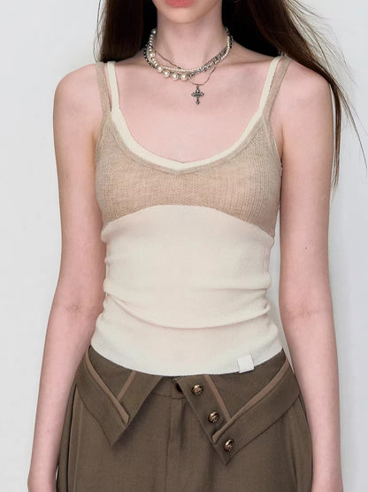 Contrast Knit Camisole Vest