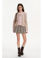 Contrast Layered Bow Knit Cardigan