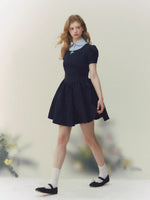 Navy Polka Dot Puff Dress
