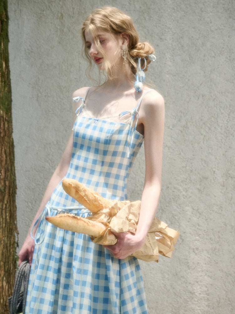 Lace Fake Two-Piece Pleated Patchwork Dress
