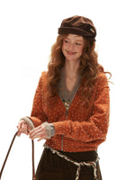 Snow Dot Zip Hooded Cardigan