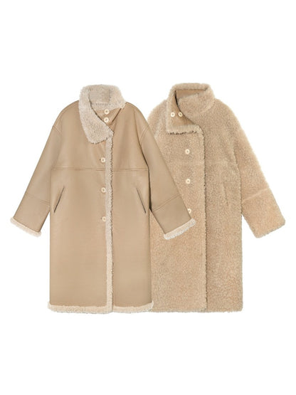 Two-Way Reversible Shearling Wool Coat