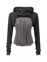 Distressed Hooded Bandeau Two-Piece Top