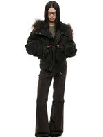 Vintage Hooded Fur Trim Down Jacket