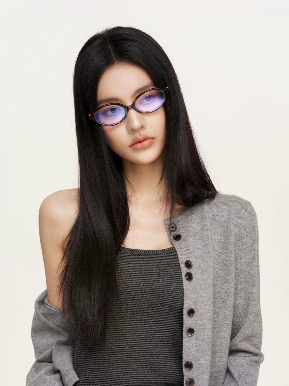 Chain Embroidered Cropped Knit Cardigan