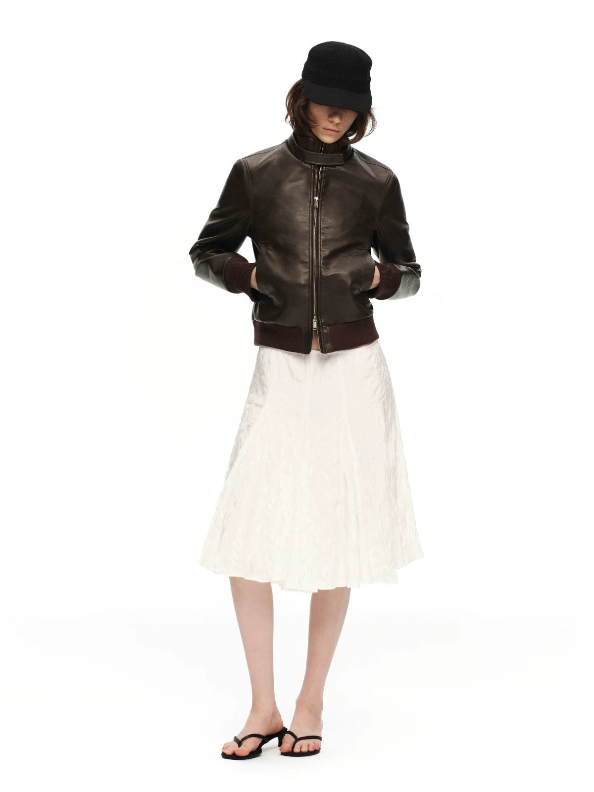 Crinkled A-Line Skirt