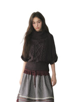 Cable Knit Turtleneck Cape Sweater