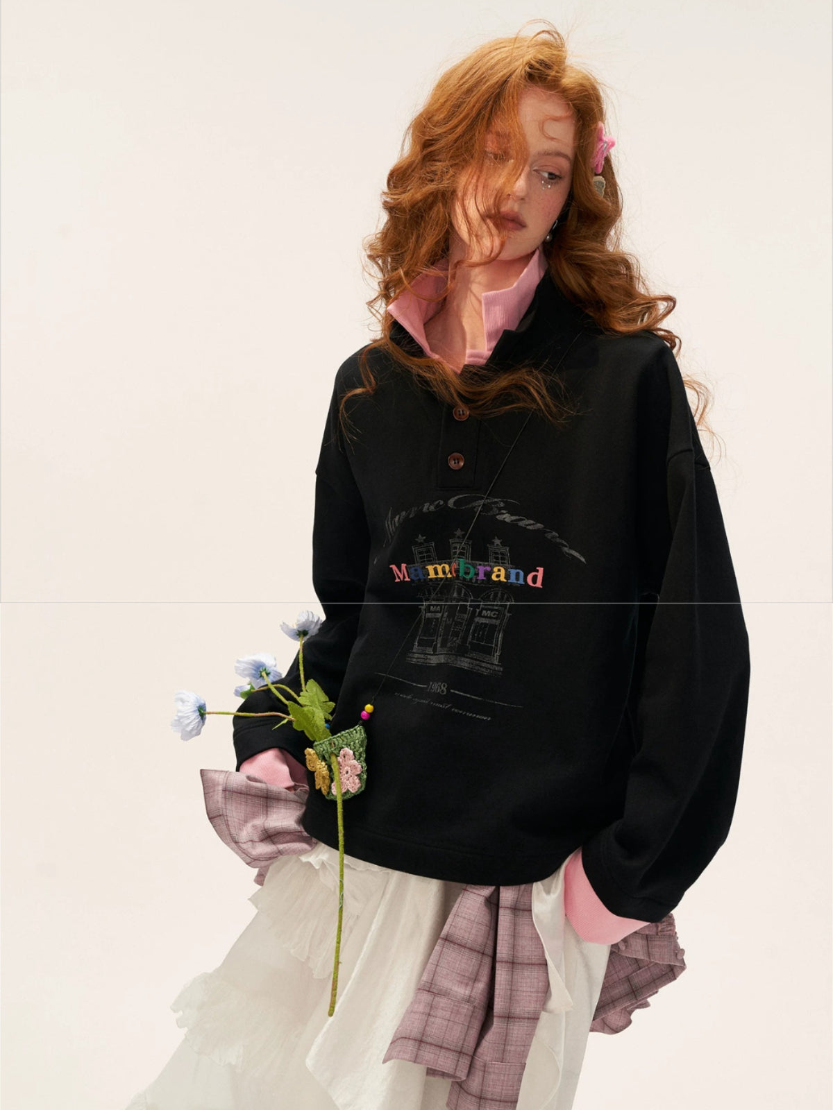 Polo Collar Oversized Sweatshirt