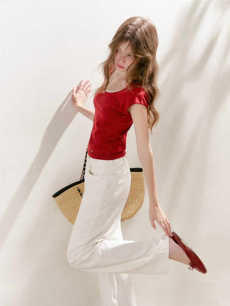 Lace Trim Knit Tee