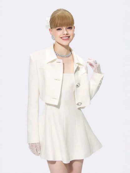 White Strap A-Line Mini Dress
