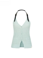 Icy Knit Halter V-neck Top