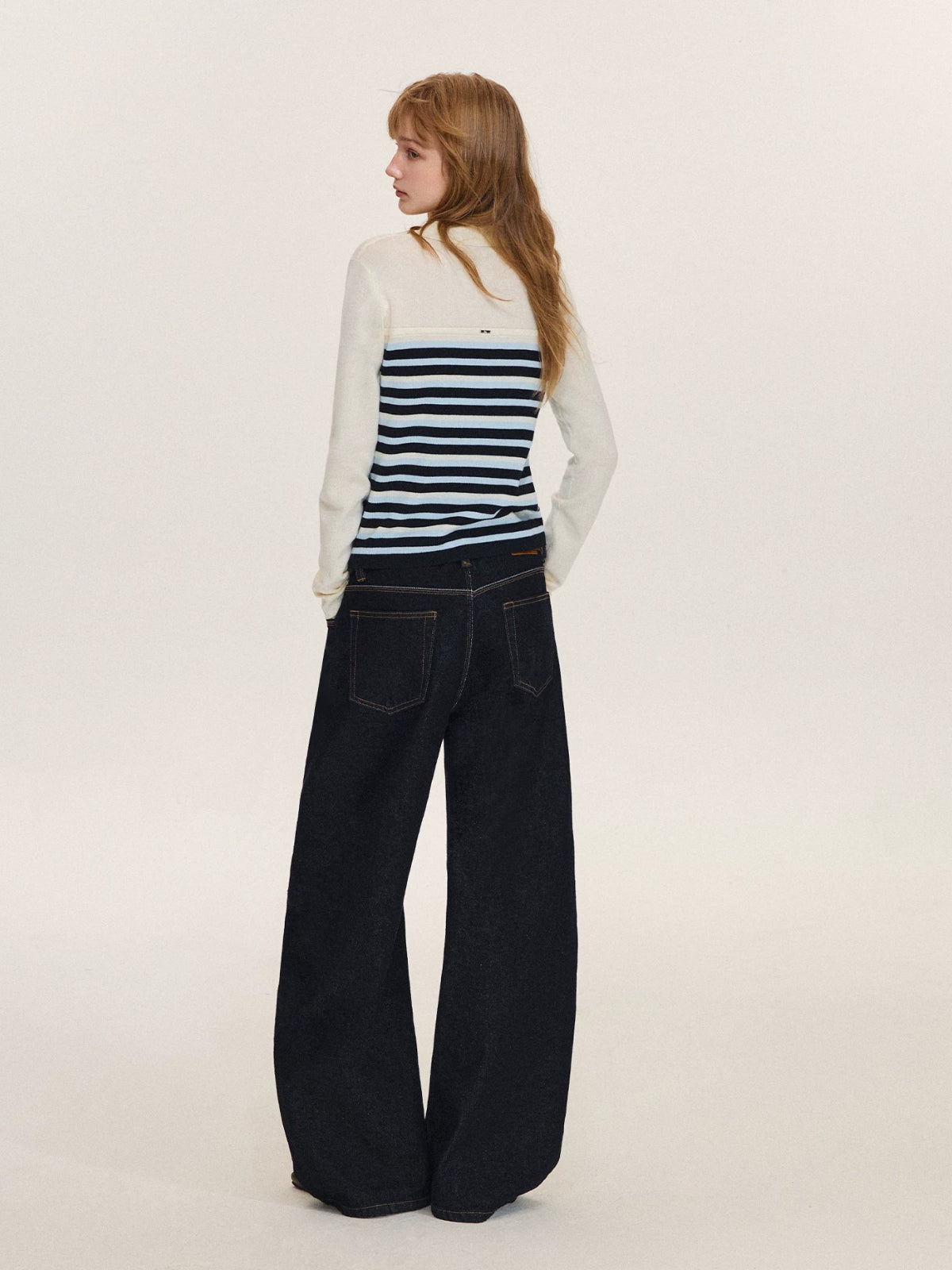 Layered Stripe Wool Blend Polo