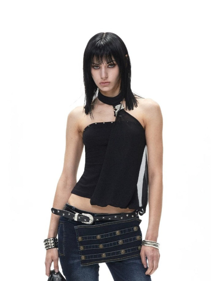 Studded Halter Crop Top