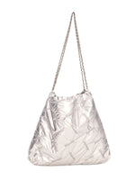 Gray Embroidered Chain Bag