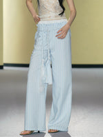 Waist Rope Striped Wide-Leg Pants