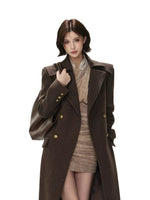 Double-Breasted Lapel Wool Long Coat