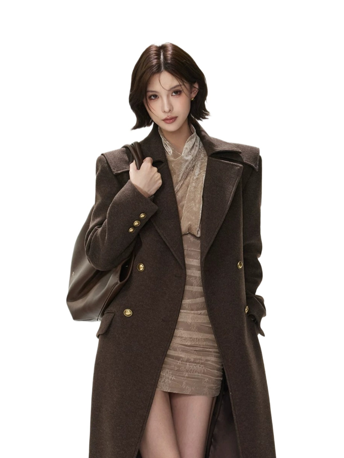 Double-Breasted Lapel Wool Long Coat