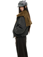 Plaid Wool Hooded Puffer Jacket