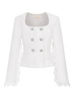 Mirage Vintage Lace-Collar Blazer & Flared Skirt Set