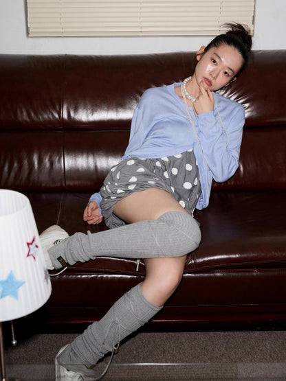 Solid Balloon Hem Wool Cardigan