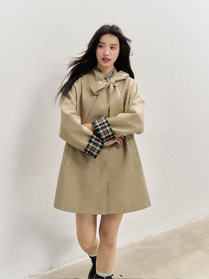 Khaki Bow Trench Coat