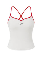 Pearl Rhinestone Color-block Strap Top