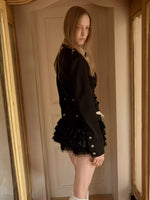 Metal Button Lace Chiffon Mini Skirt